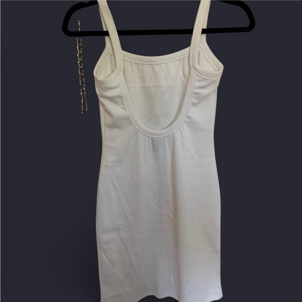 White Mini Ribbed Dress - Picture 5 of 8